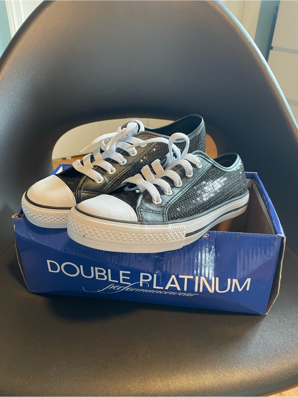 Double Platinum Women’s Black Sequin Low-Top Sneakers